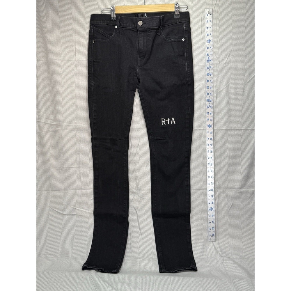 RTA Men's Black Skinny Slim Fit Jeans Dark Wash Logo 5-Pocket Button Size 32